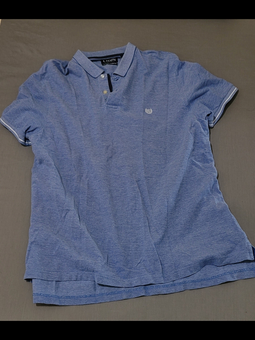 Chaps Heathered Blue Short-Sleeve Polo